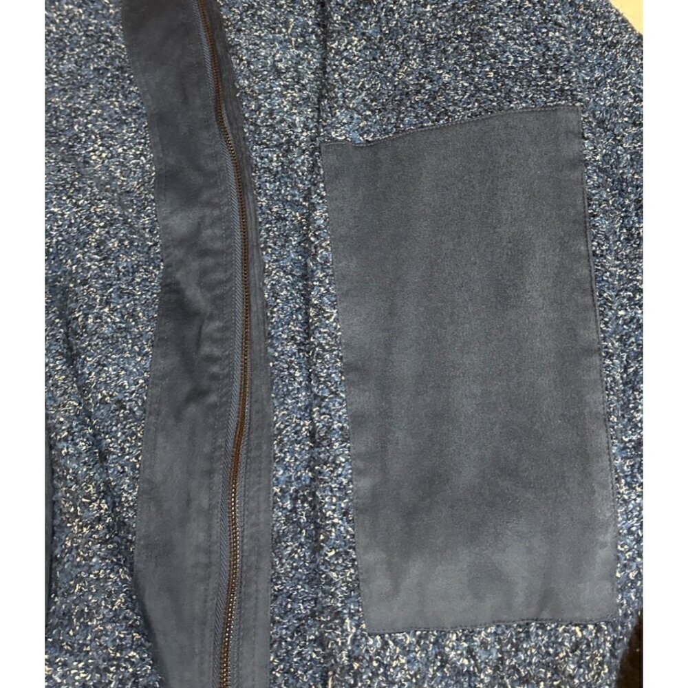 Jones New York Women's Sweater Jacket Zip Asymmetrical Blue Suede Detail 3X - Picture 11 of 11